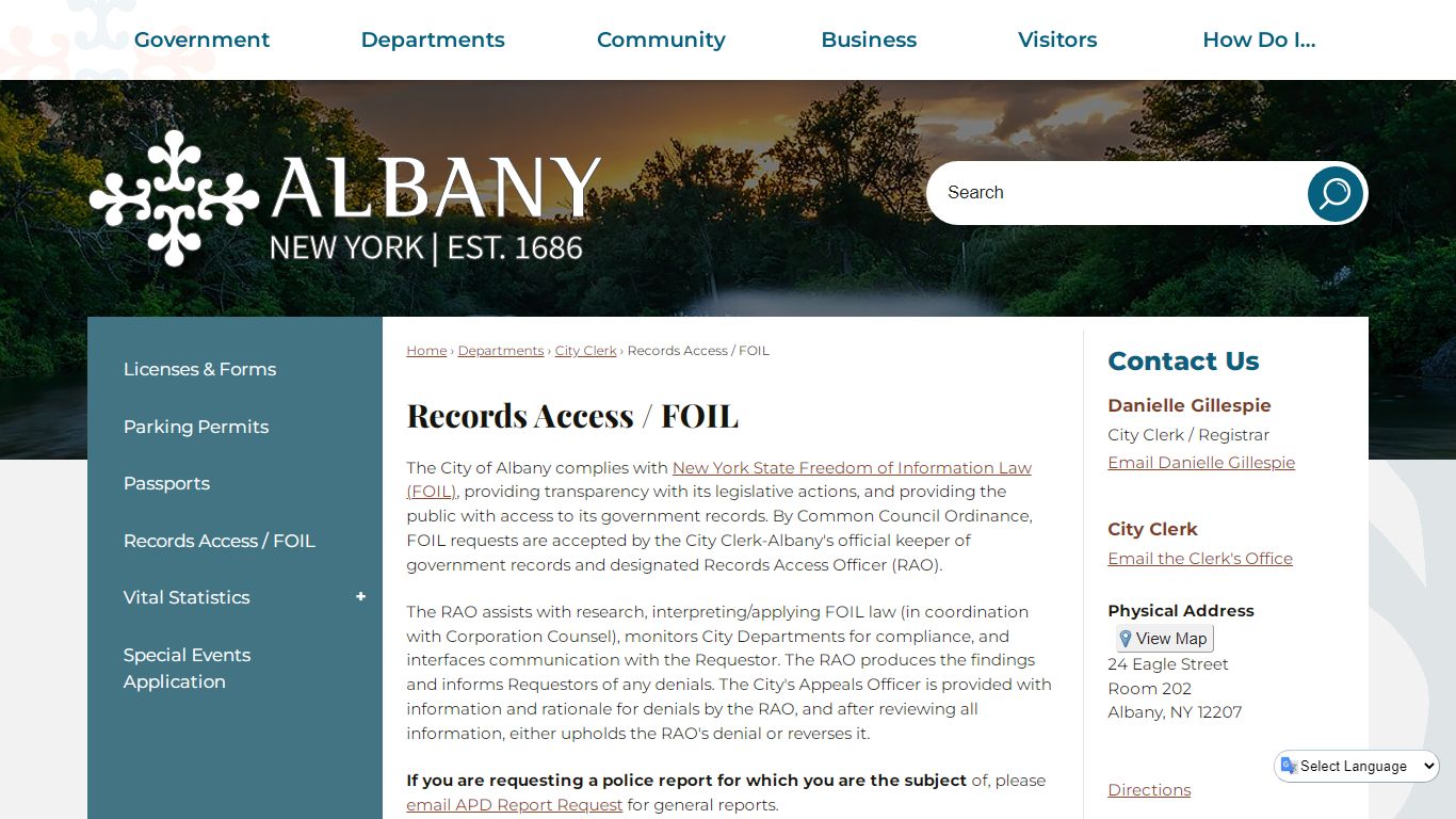 Records Access / FOIL | Albany, NY